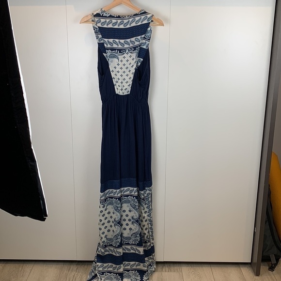 Tobi Wide Leg Long Line Sleeveless Navy Blue Bandanna Paisley Jumpsuit sz M - Picture 7 of 10